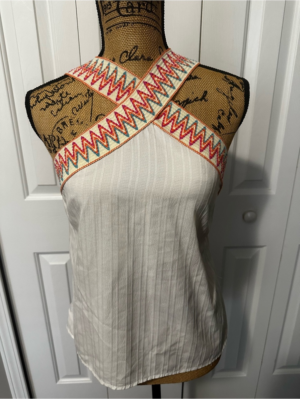 SHEIN White Halter Top w/ Crisscross Neckline
